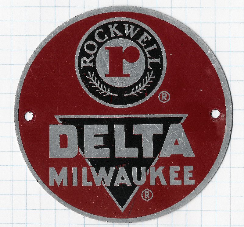 badge 3.37" DELTA ROCKWELL DECAL tag for vintage Delta machinery nameplate 