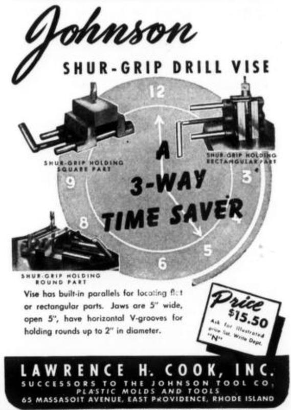 Johnson Tool Co., Inc. 1946 Ad Johnson ShurGrip Drill Vise