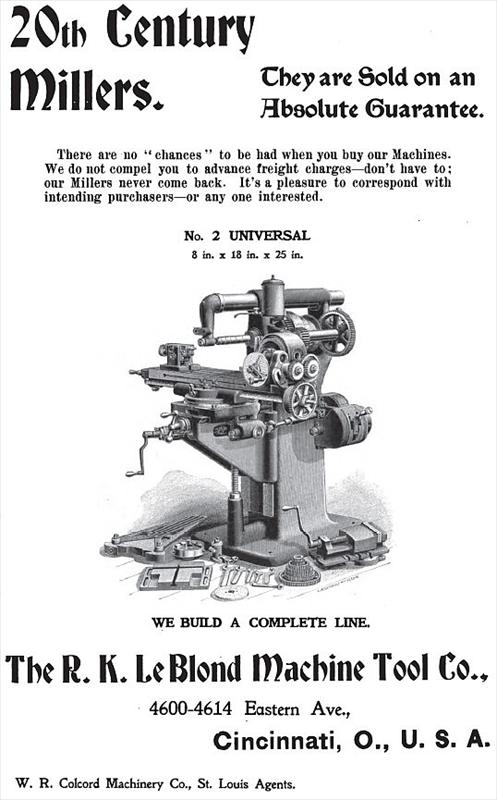 R. K. Le Blond Machine Tool Co. - 1902 Ad-R. K. Leblond Machine Tool Co.,  #2 Universal Horizontal Milling Machine