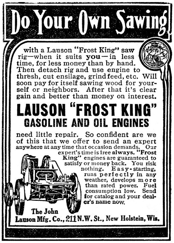 John Lauson Mfg Co 1912 Ad John Lauson Mfg Co Frost King Sawing 