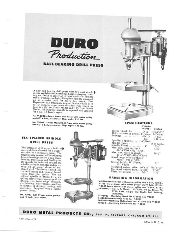 1940's Duro/Ward drill press US 75.00 (Brighton, MI