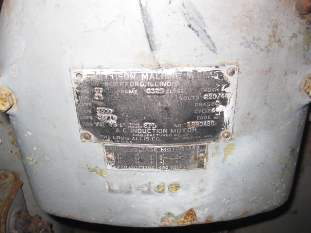 Comments: One of the motor label plates