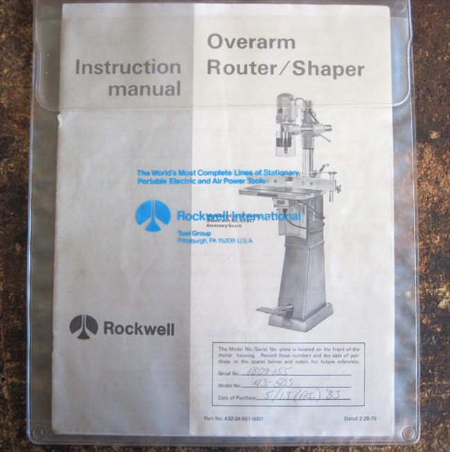 ROCKWELL Overarm Router/Shaper Operating & Parts Manual 0617 